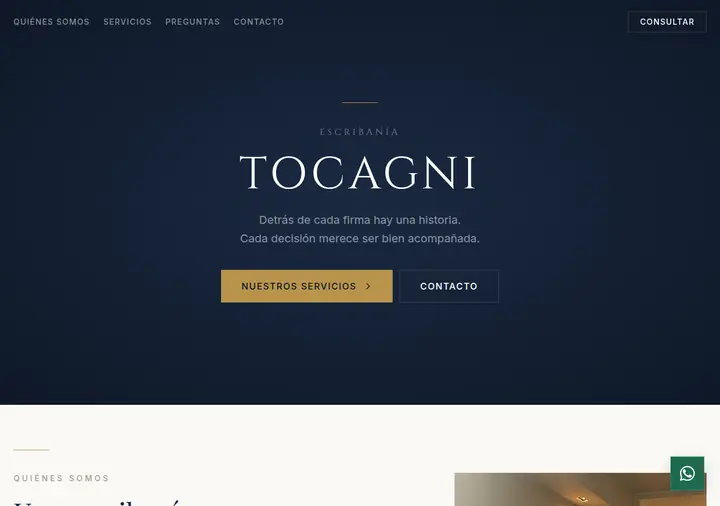Escribanía Tocagni — Landing institucional de estudio notarial