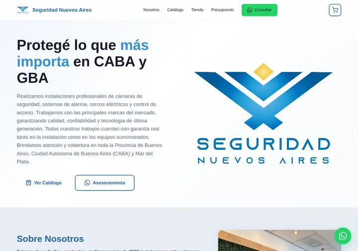 Seguridad Nuevos Aires — Landing de cámaras y alarmas pensada para búsquedas locales
