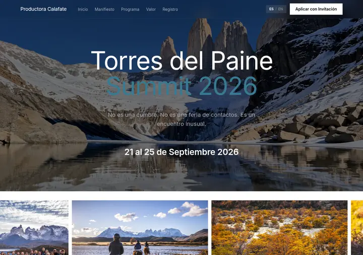 Torres del Paine Summit — Registro y onboarding de la expedición con códigos de invitación y pagos